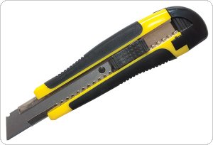Nóż pakowy DONAU Professional, gumowa rękojeść, z blokadą, żółto-czarny, 7948001PL-99