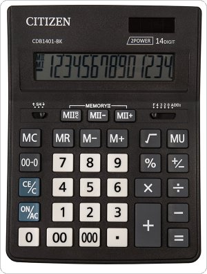 Kalkulator biurowy CITIZEN CDB1401-BK Business Line, 14-cyfrowy, 205x155mm, czarny, CI-CDB1401BK