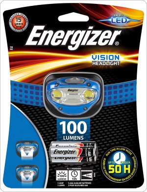 Latarka czołowa ENERGIZER Headlight Vision + 3szt. baterii AAA, niebieska, EN-270228