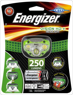 Latarka czołowa ENERGIZER Vision HD Plus Headlight + 3szt. baterii AAA, czarna, EN-316384