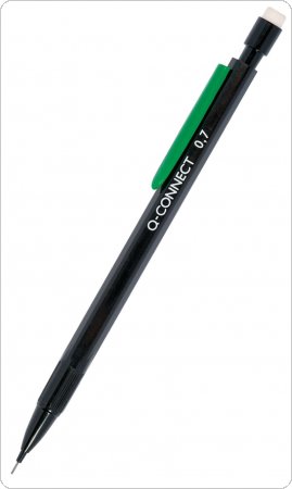 Ołówek automatyczny Q-CONNECT 0,7mm, czarny, GRATIS - grafity, KF01345