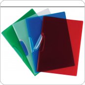 Skoroszyt Q-CONNECT z plastikowym klipsem, PP, A4, 520mikr., transparentny czerwony, (25szt), KF02135