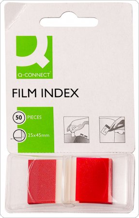 Zakładki indeksujące Q-CONNECT, PP, 25,4x43,7mm, 50 kart., czerwone, KF03633