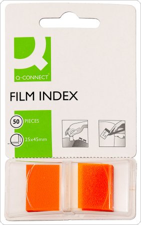 Zakładki indeksujące Q-CONNECT, PP, 25,4x43,7mm, 50 kart., pomarańczowe, KF03636