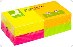 Bloczek samoprzylepny Q-CONNECT Rainbow, 76x76mm, 4x3x80 kart., neon, mix kolorów , KF10508
