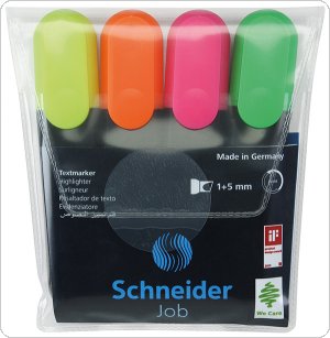 Zestaw zakreślaczy SCHNEIDER Job, 1-5 mm, 4 szt., miks kolorów, SR1500