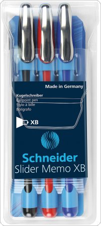 Zestaw długopisów SCHNEIDER Slider Memo, XB, 3 szt., miks kolorów, SR150293