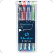 Zestaw długopisów SCHNEIDER Slider Basic, XB, 4 szt., miks kolorów podstawowych, SR151294