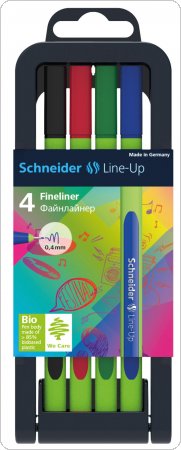 Zestaw cienkopisów SCHNEIDER Line-Up, 0,4mm, stojak, 4 szt., miks kolorów, SR191094