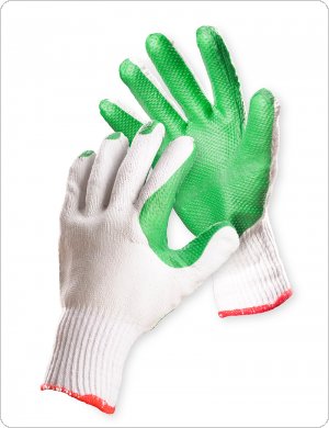 Rękawice ekonomiczne Brick (HS-04-007), montażowe, rozm. 10, biało-zielone, V0106001999100