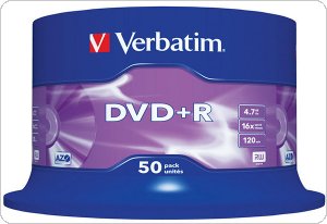 Płyta DVD+R VERBATIM AZO, 4,7GB, prędkość 16x, cake, 50szt., srebrny mat, VER43550