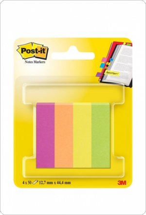 Znaczniki POST-IT (670-4CA-EU), papier, 12,7x44,4mm, 4x50 kartek, zawieszka, mix kolorów