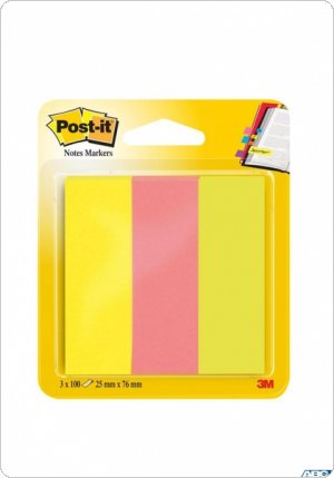 Zakładki indeksujące POST-IT (671/3), papier, 26x76mm, 3x100 kartek, mix kolorów