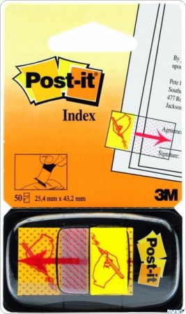 Zakładki indeksujące POST-IT z nadrukiem ręka+ołówek (680-31), PP, 25,4x43,2mm 50 kartek