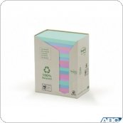 Ekologiczne karteczki samoprzylepne Post-it z certyfikatem PEFC Recycled, Pastelowe, 76x76mm, 16 bloczków po 100 kartec
