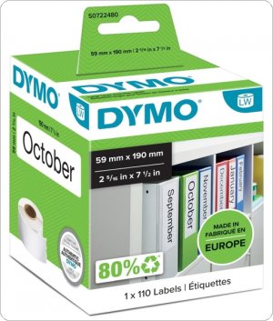 Etykieta DYMO na duży segregator - 190mm x 59mm, (110et.) biały S0722480