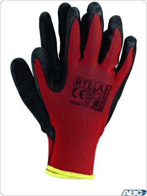 Rękawice powlekane czerwono-czarne rozmiar 10 RTELA