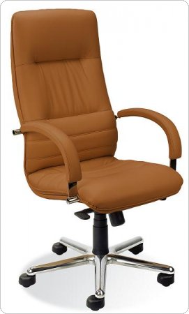 Fotel gabinetowy LINEA STEEL skóra brązowa + chrom