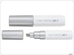 Marker PINTOR B (ścięta końcówka, 8,0mm) srebrny PISW-PT-B-S PILOT