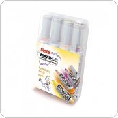 Markery suchościeralne MAXIFLO (4 sztuki) fiolet / brąz / żółty / pomarańcz MWL5M-4W-EFGV PENTEL komplet