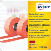 Etykiety cenowe w rolce do metkownic RPLP1226 12x26 do metkownicy jednorzędowej, Avery Zweckform, trwałe, 1500 etyk. / rolka, 10 rolek / op., czerwone