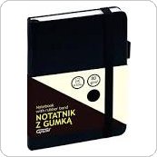 Notatnik z gumką A6, 80 kartek, czarny kratka 150-1399 GRAND