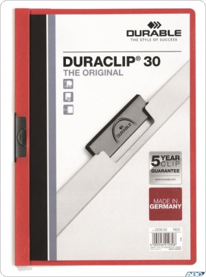 Skoroszyt DURABLE DURACLIP Original do 30 kartek czerwony 2200-03