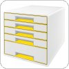Pojemnik z 5 szufladami Leitz WOW, biały / żółty 52142016