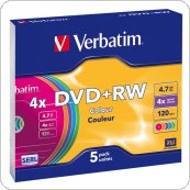 Płyta DVD + RW VERBATIM SLIM Color 4.7GB x4 (1szt) 43297 Płyty CD/DVD
