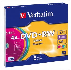 Płyta DVD+RW VERBATIM SLIM Color 4.7GB x4 (1szt) 43297